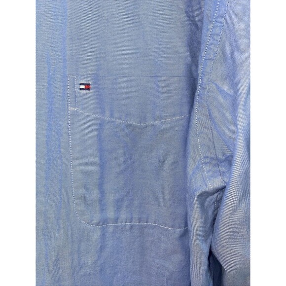 Tommy Hilfiger Dress Mens Blue Button Long Sleeve Shirt Small Check 90s L - Picture 2 of 11